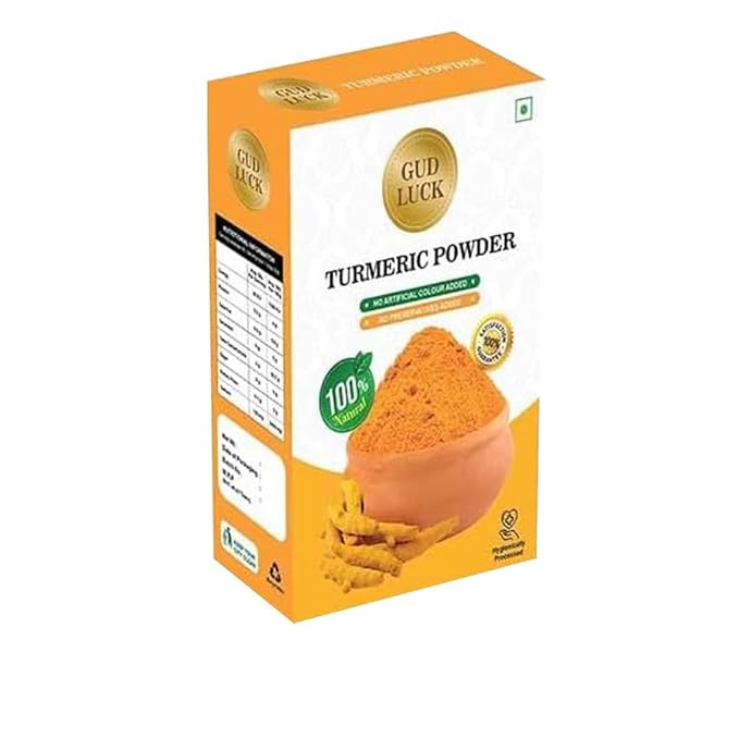 Gud Luck Organic Ground Turmeric Powder, Vegan, Gluten Free, For Cooking, Smoothies, Curry Packed in Resealable Zip Lock Pouch 100 Gram